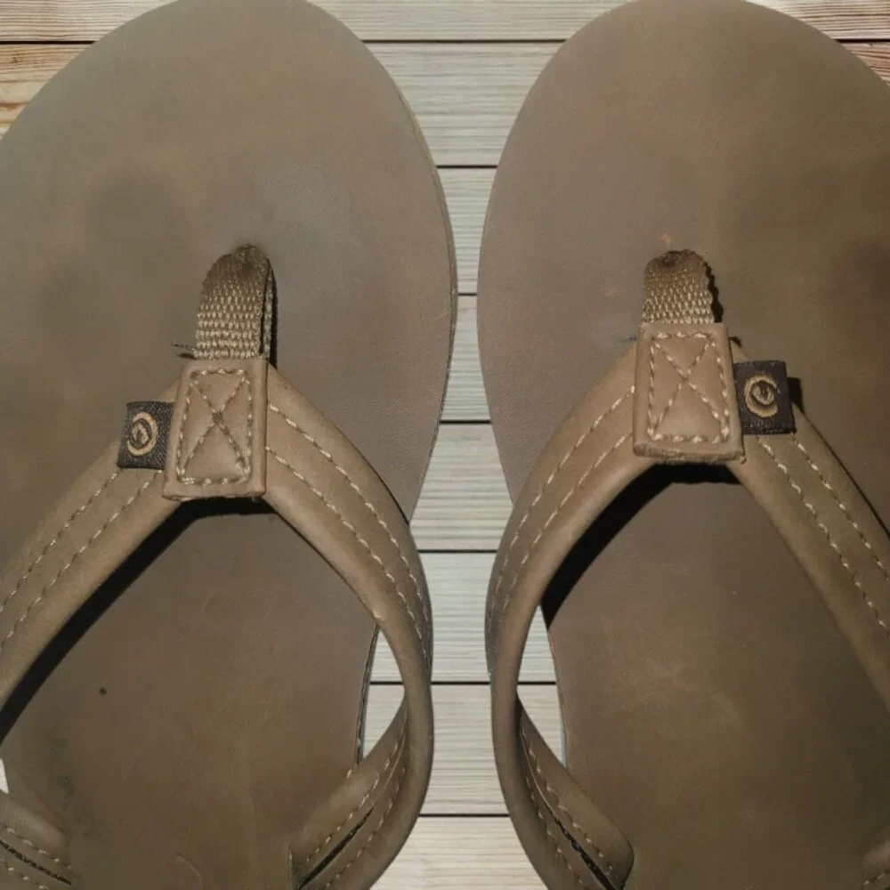 COBIAN - SIZE 8 - Women's Brown Flip Flops Sandals Blue Inner Accent - Picture 4 of 6